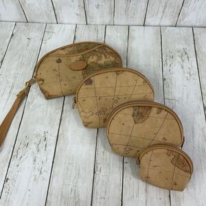 AE Allan Edward Vintage World Map Travel Cosmetic  Bags- Set of 4